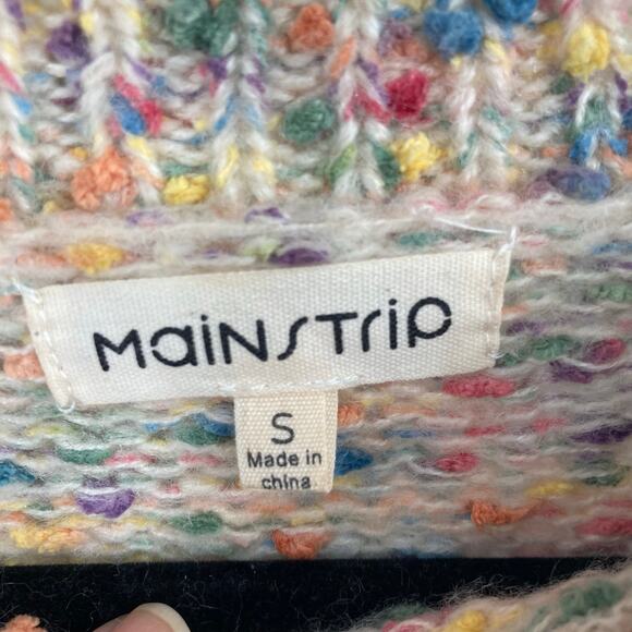 Main Strip Popcorn Rainbow Knit Balloon Sleeve Sweater Women’s Small - Picture 6 of 8